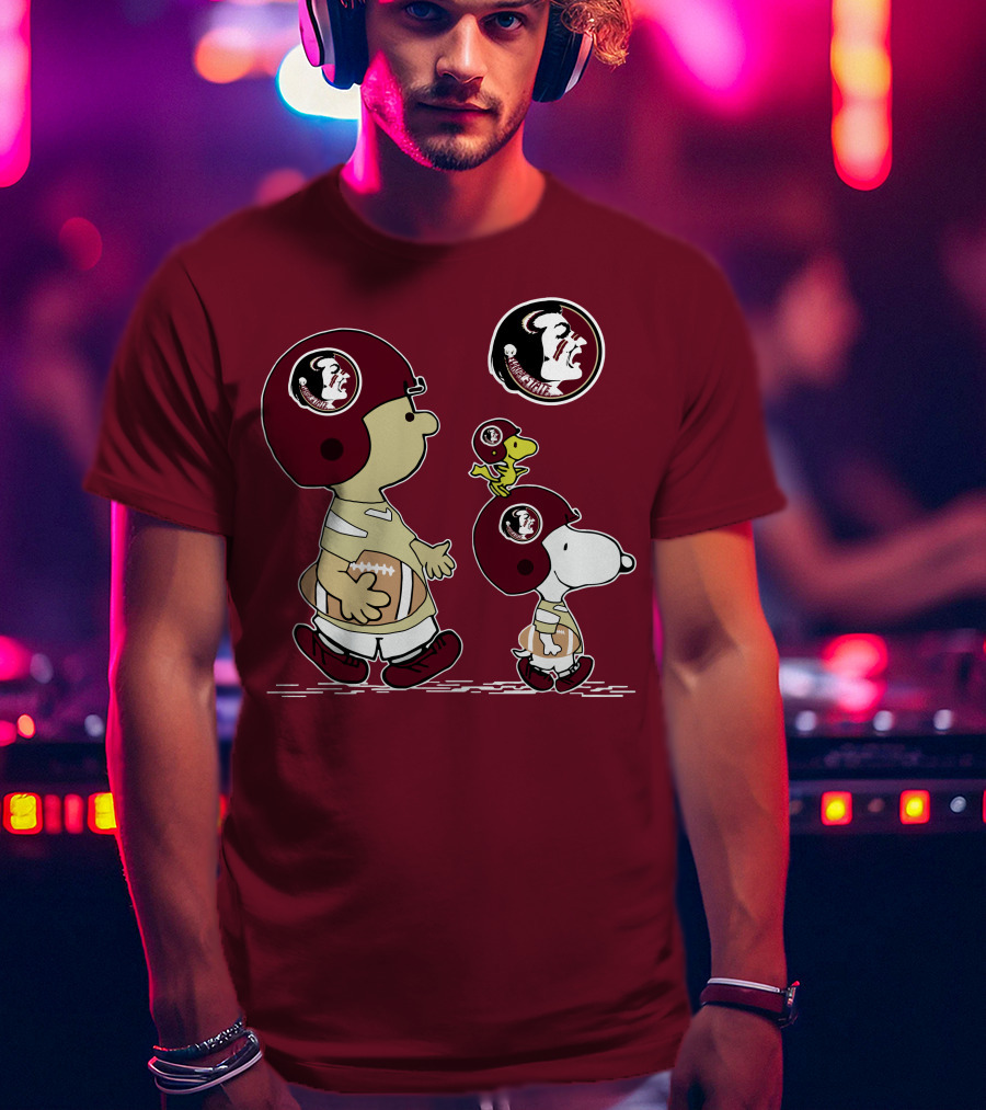 FSU Seminoles Snoopy And Woodstock Football Helmet T-Shirt