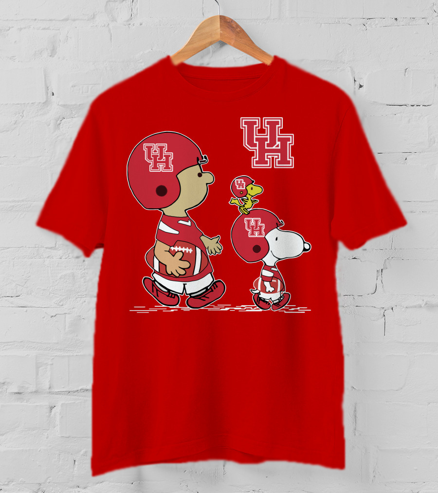 Houston Cougars Snoopy Peanuts Football Characters T-Shirt