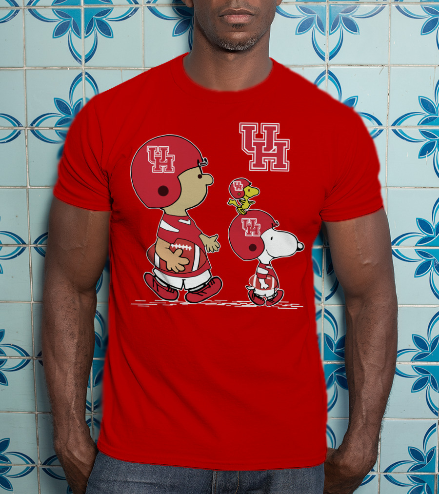 Houston Cougars Snoopy Peanuts Football Characters T-Shirt