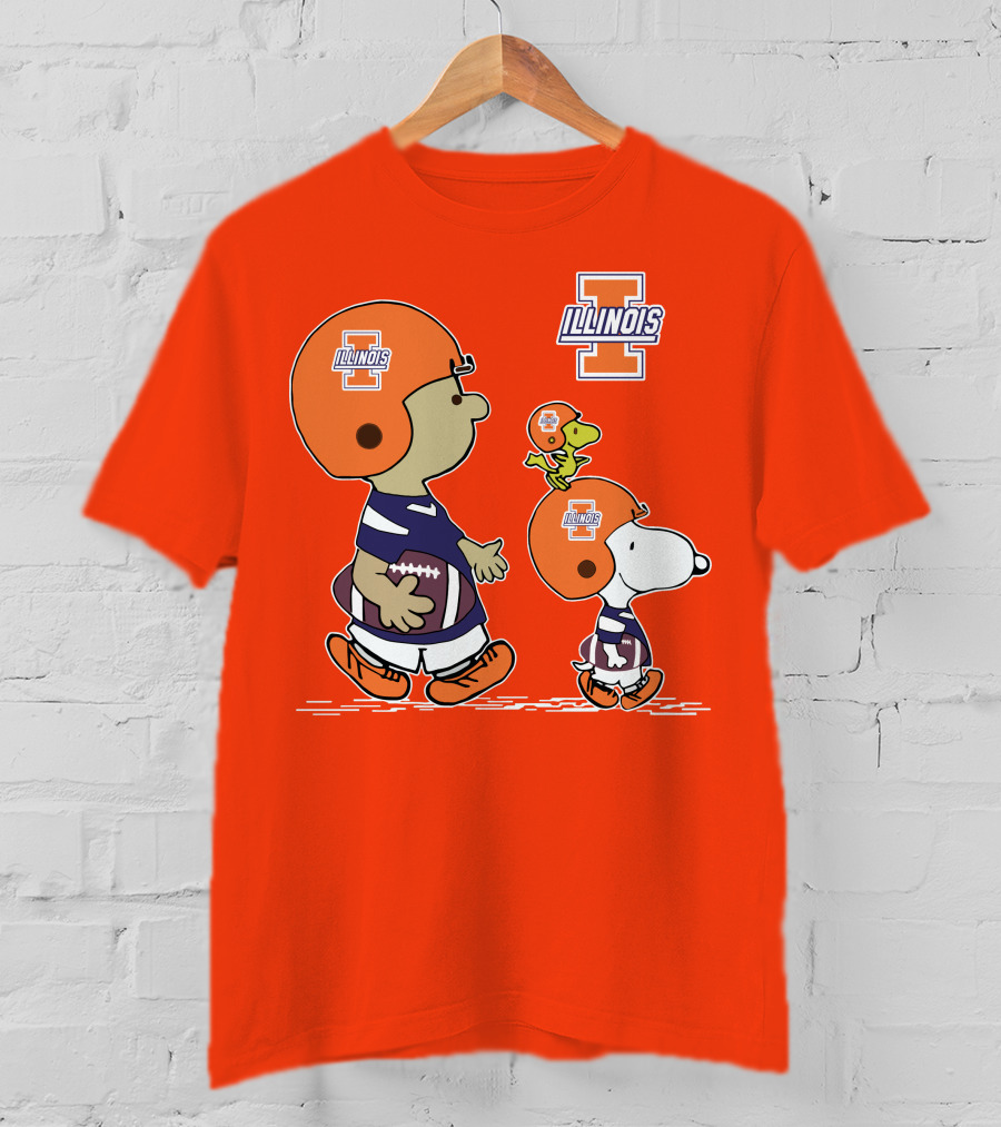 Illinois Fighting Illini Snoopy Woodstock Charlie Brown Football T-Shirt
