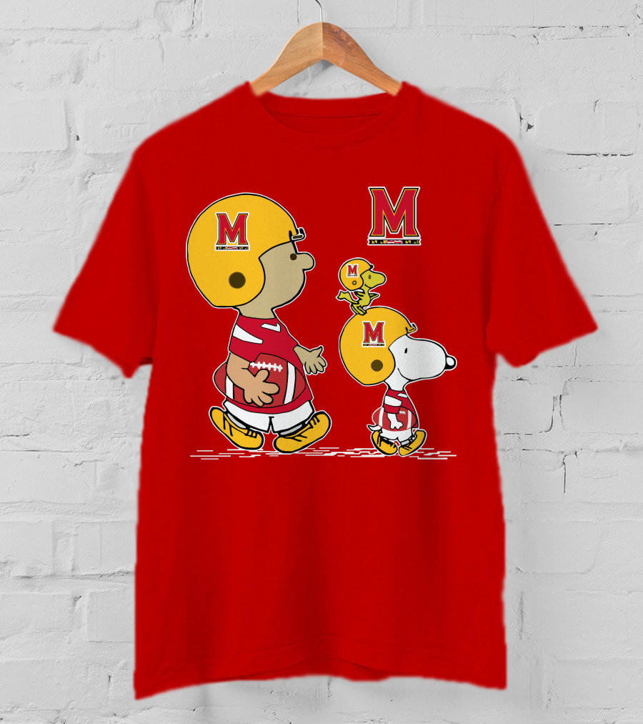 Maryland Terrapins Snoopy And Woodstock Football Fan Gear T-Shirt