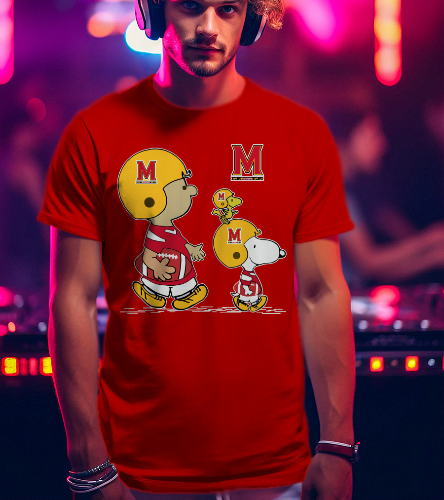 Maryland Terrapins Snoopy And Woodstock Football Fan Gear T-Shirt
