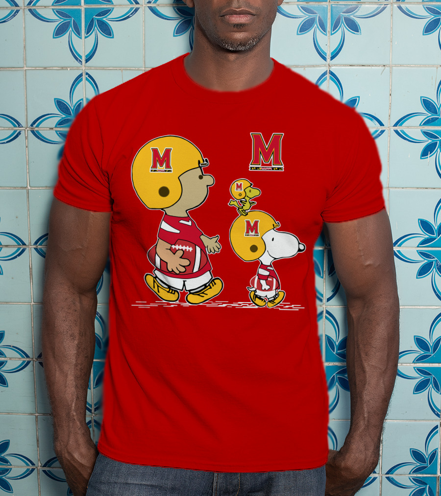 Maryland Terrapins Snoopy And Woodstock Football Fan Gear T-Shirt