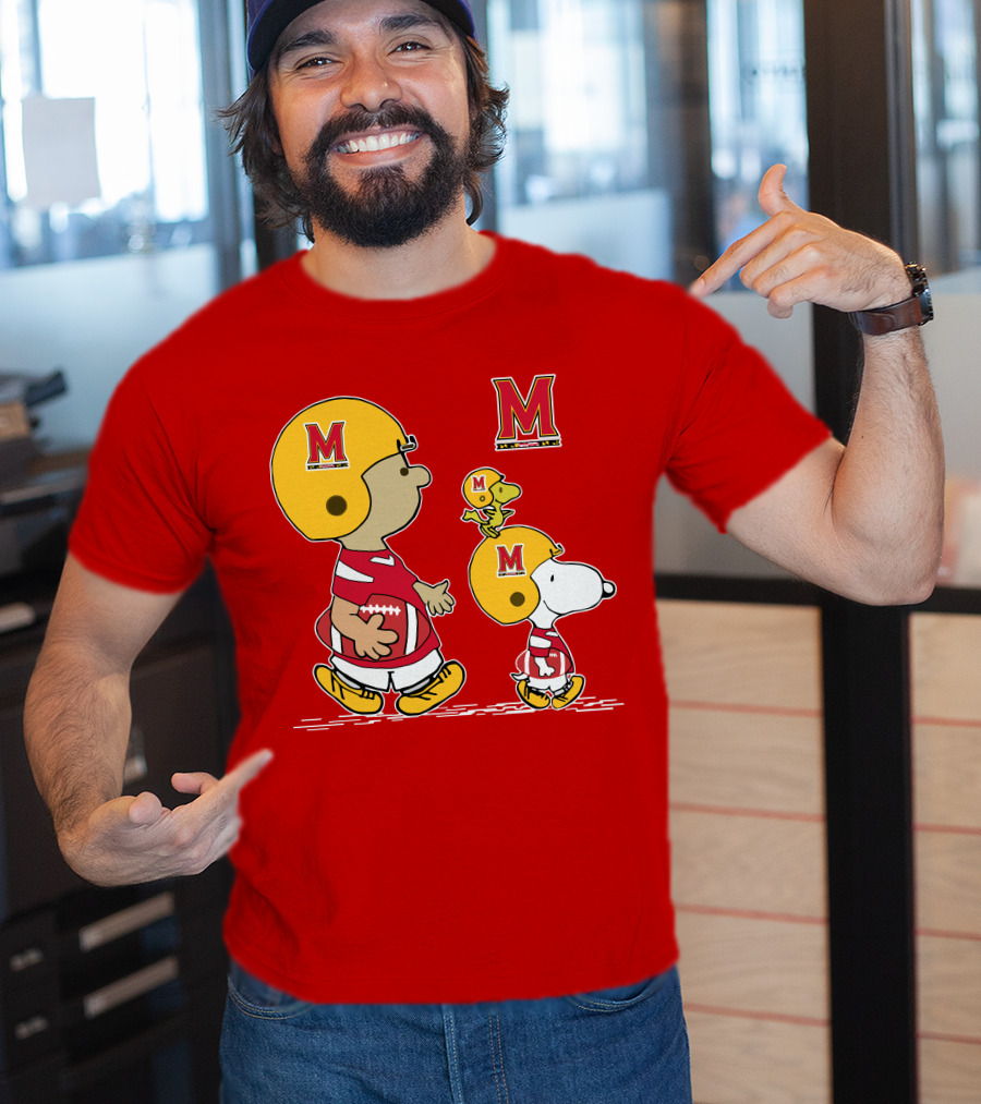 Maryland Terrapins Snoopy And Woodstock Football Fan Gear T-Shirt