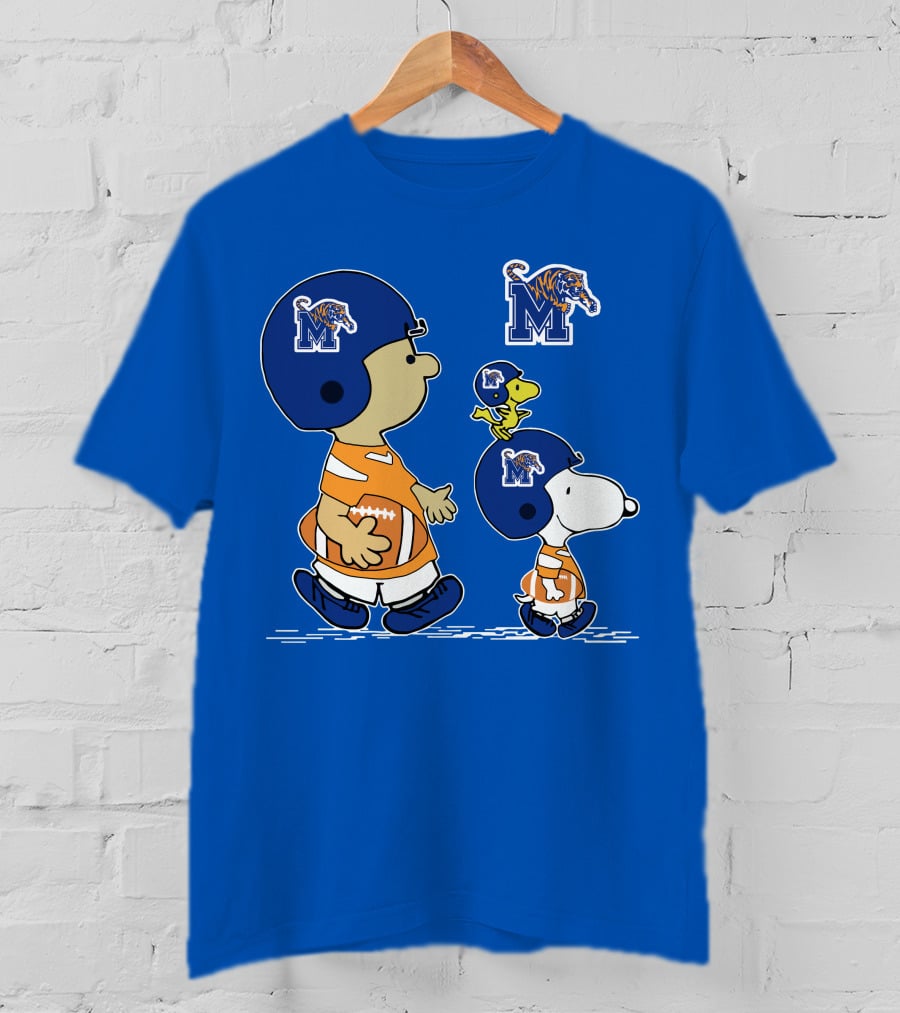Memphis Tigers Snoopy Charlie Brown Woodstock Football Helmet T-Shirt