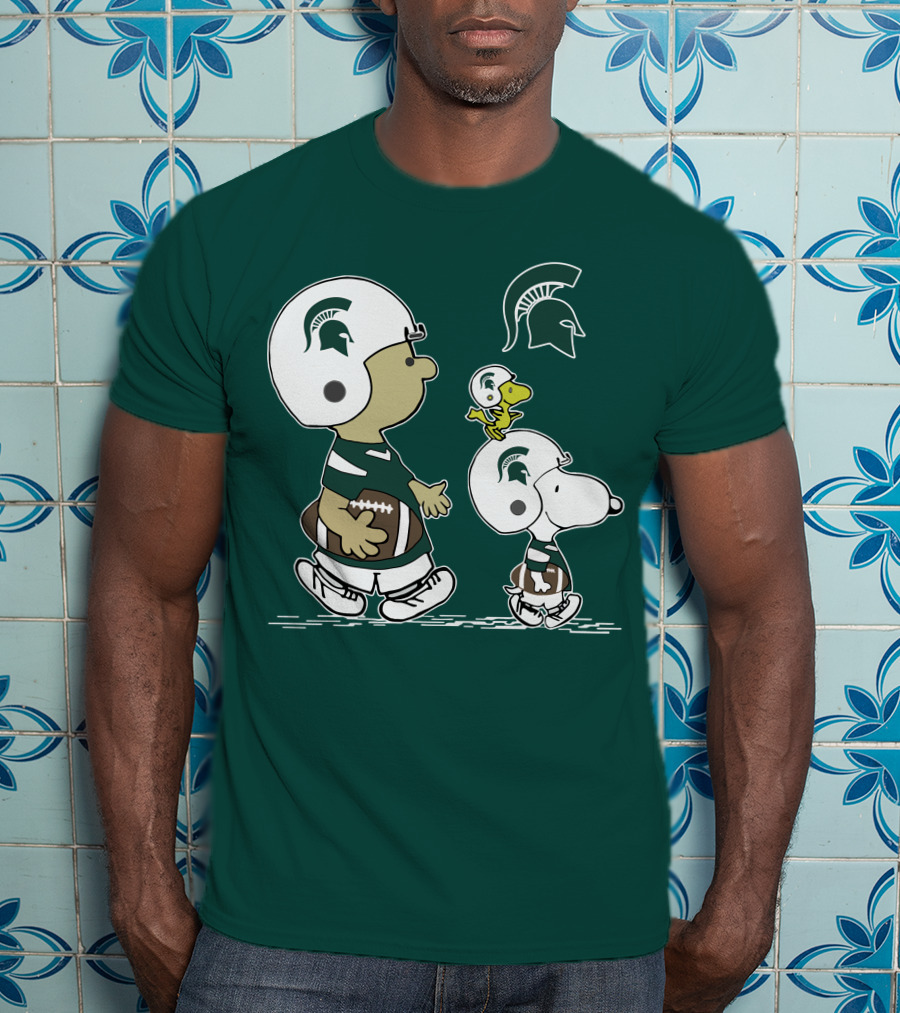 Michigan State Spartans Snoopy And Woodstock Football Gear T-Shirt