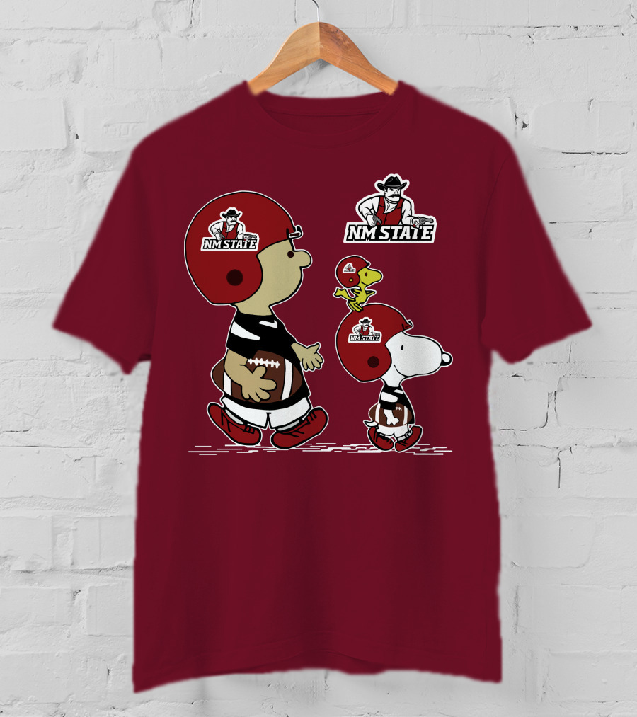 NM State Snoopy Football Helmet Peanuts Characters T-Shirt