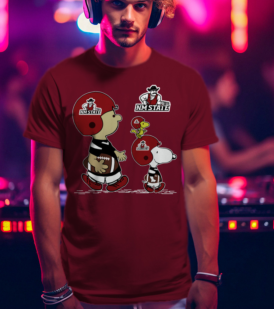 NM State Snoopy Football Helmet Peanuts Characters T-Shirt