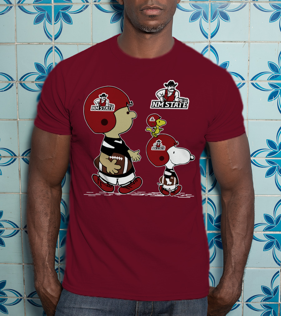 NM State Snoopy Football Helmet Peanuts Characters T-Shirt
