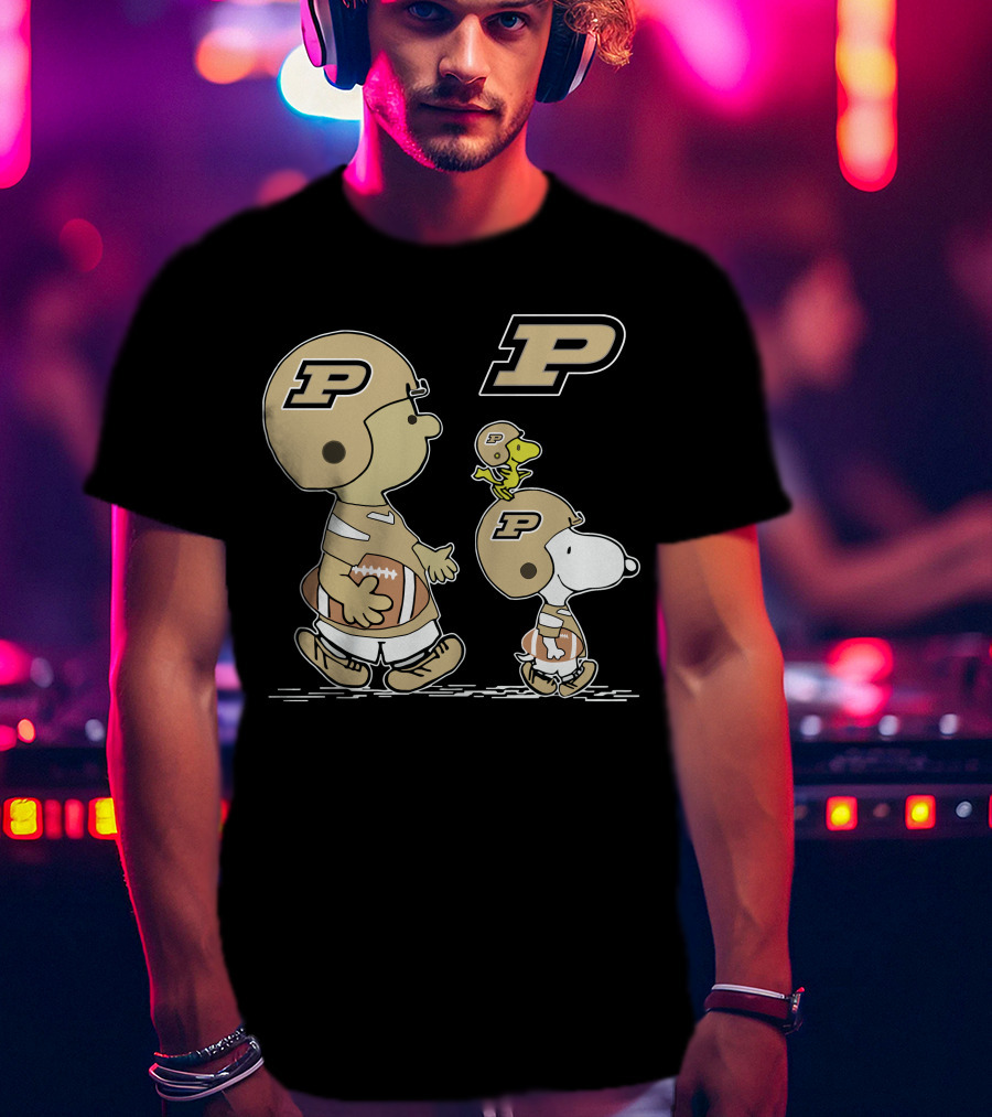 Purdue Football Snoopy And Woodstock Peanuts Collaboration T-Shirt