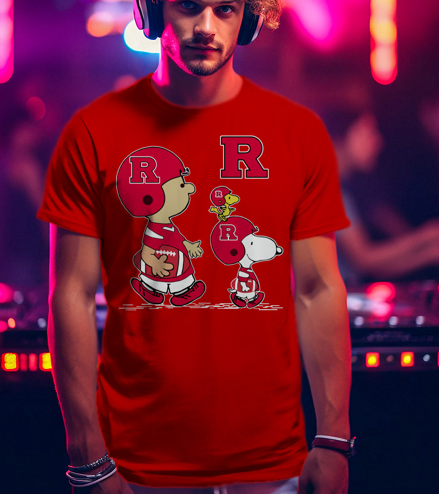 Rutgers Peanuts Snoopy Woodstock Football Helmet T-Shirt