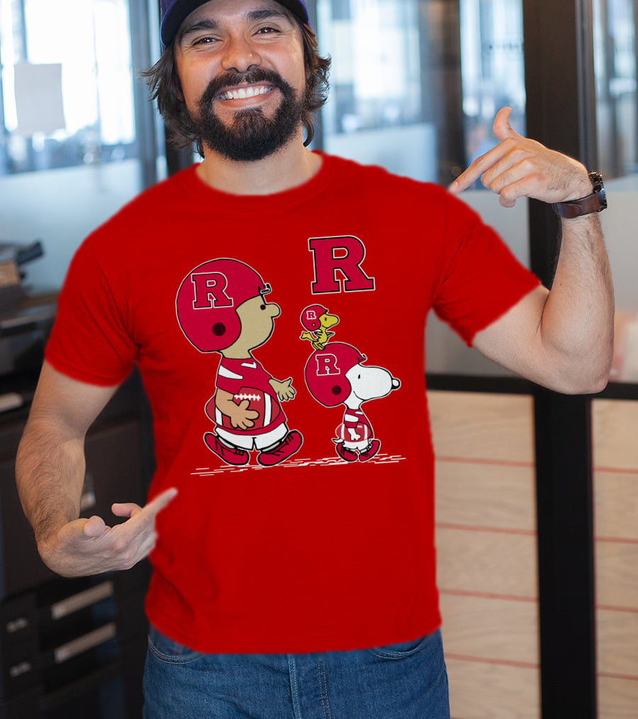Rutgers Peanuts Snoopy Woodstock Football Helmet T-Shirt