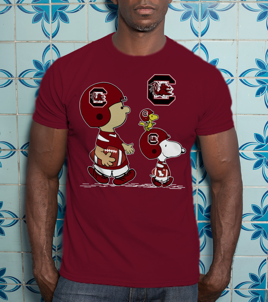South Carolina Gamecocks Snoopy Football Peanuts Characters T-Shirt