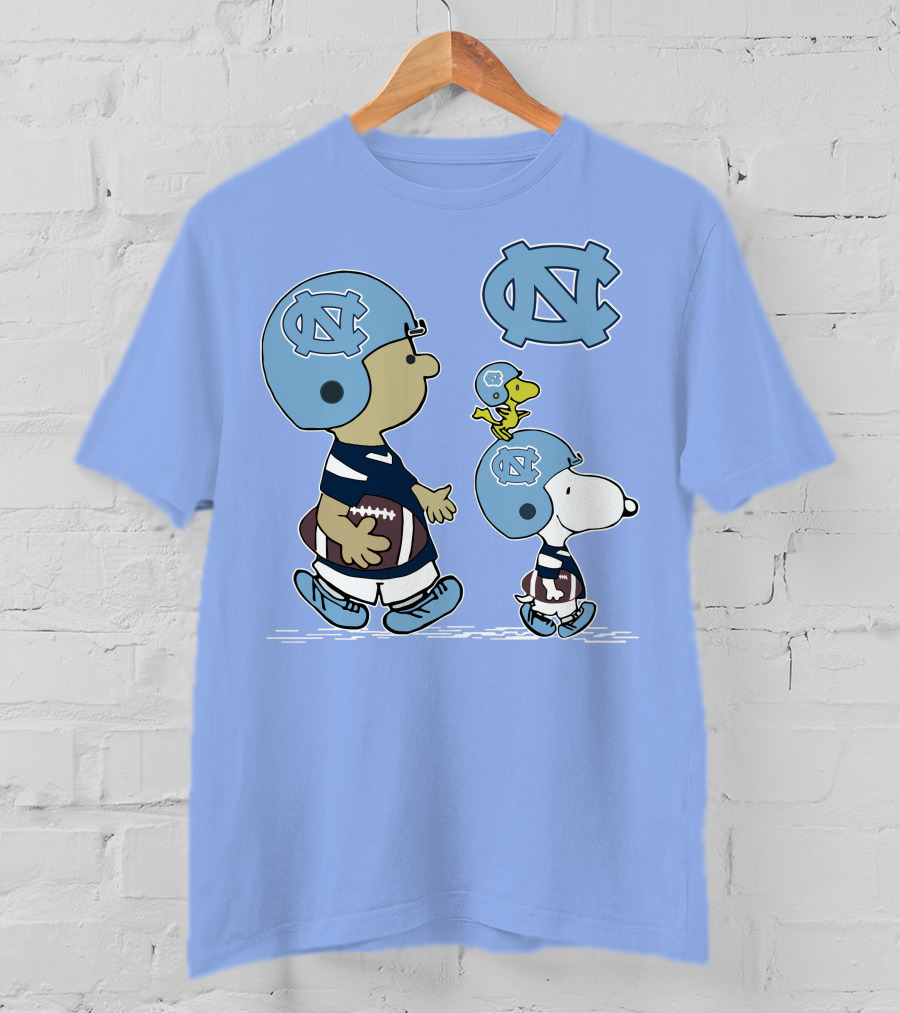 Tar Heels Peanuts Snoopy Woodstock Football UNC T-Shirt
