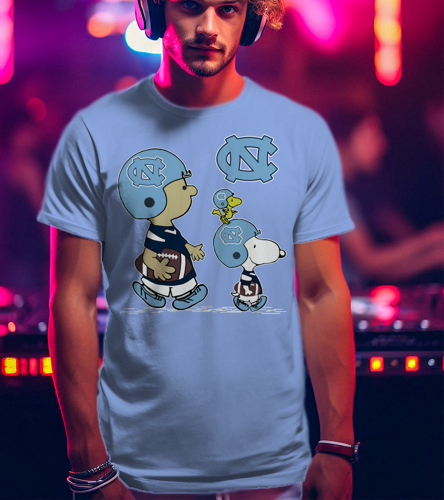 Tar Heels Peanuts Snoopy Woodstock Football UNC T-Shirt