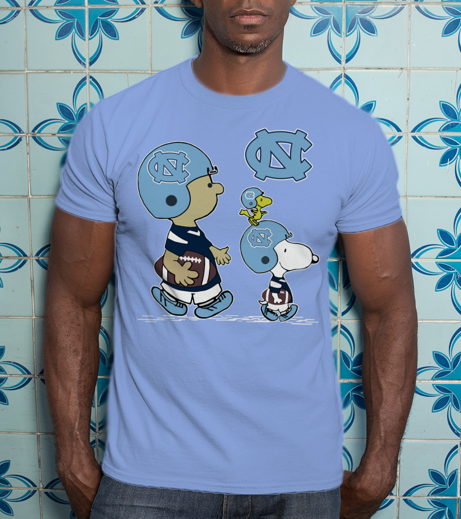 Tar Heels Peanuts Snoopy Woodstock Football UNC T-Shirt