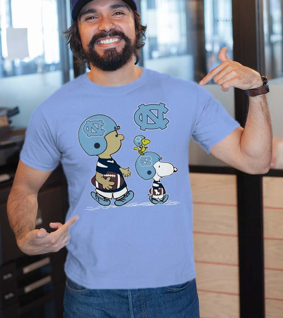 Tar Heels Peanuts Snoopy Woodstock Football UNC T-Shirt