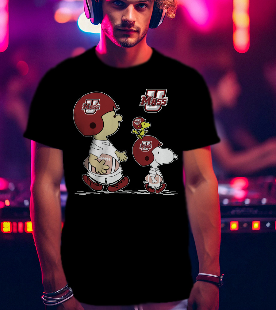 Umass Snoopy And Woodstock Peanuts Football Characters T-Shirt