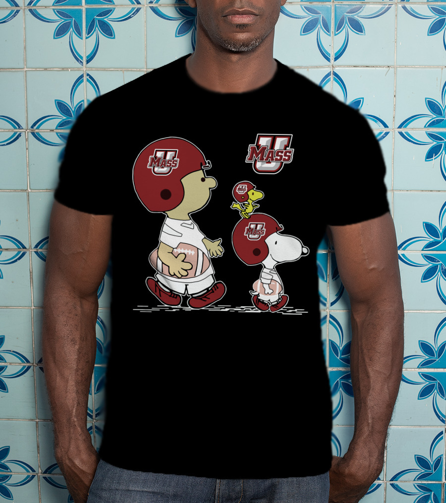 Umass Snoopy And Woodstock Peanuts Football Characters T-Shirt