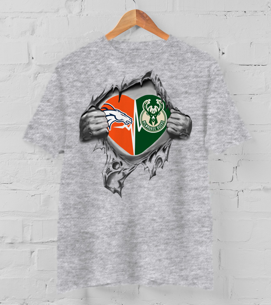 Broncos Bucks Heart Logo Reveal T-Shirt