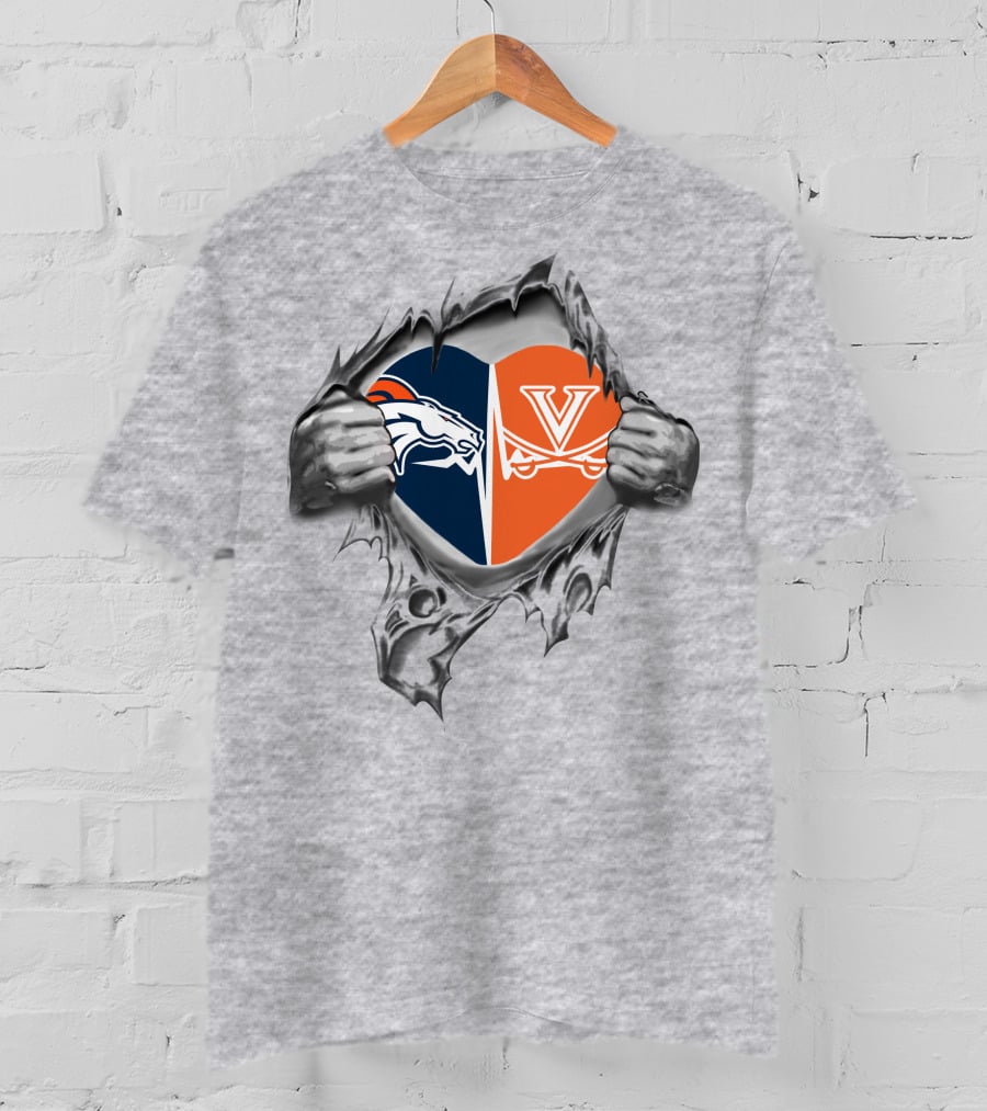Broncos Cavaliers Heart With Team T-Shirt
