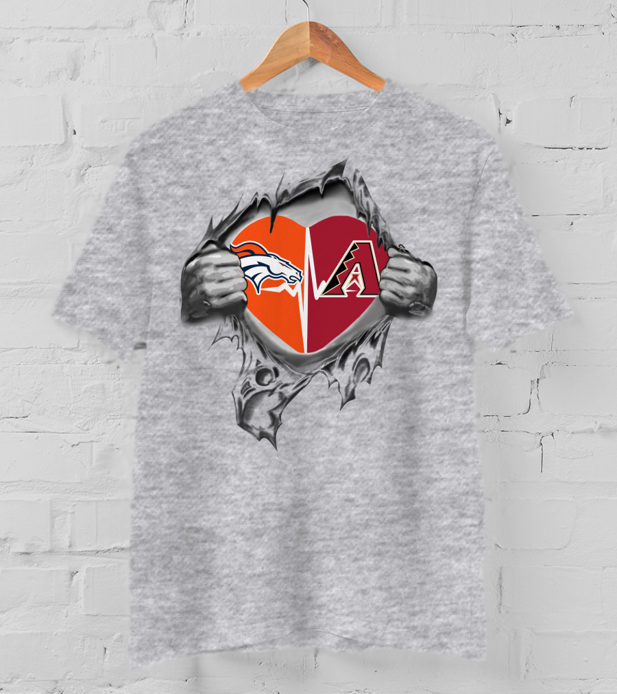 Broncos Diamondbacks Heartbeat Passion Broncos In My Heart T-Shirt