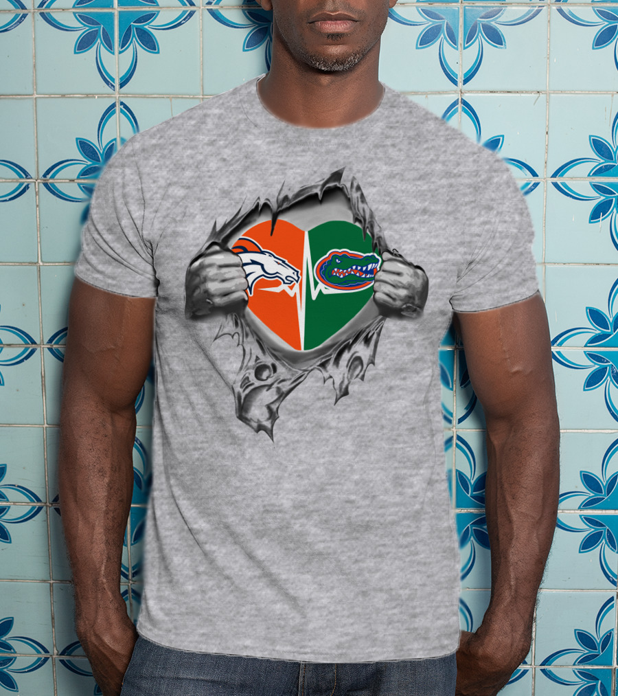 Broncos Gators Heartbeat Passion T-Shirt