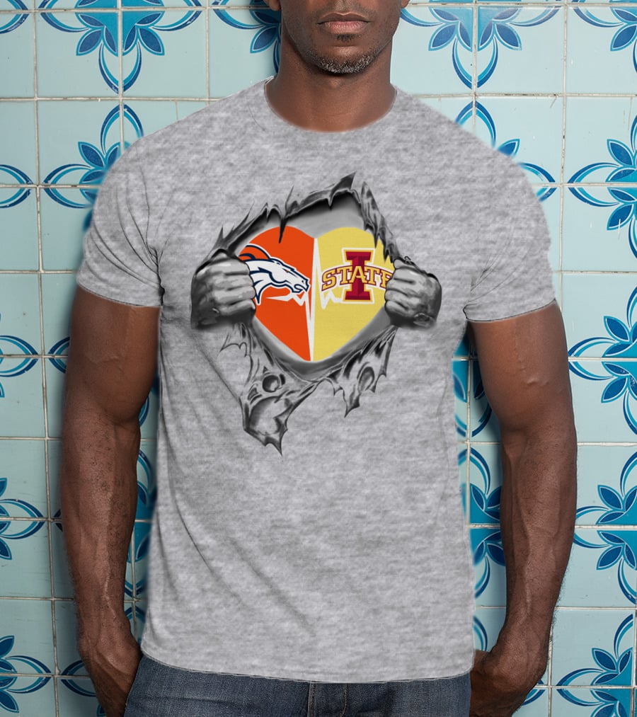 Broncos Iowa State Dual Heart Spirit Team T-Shirt