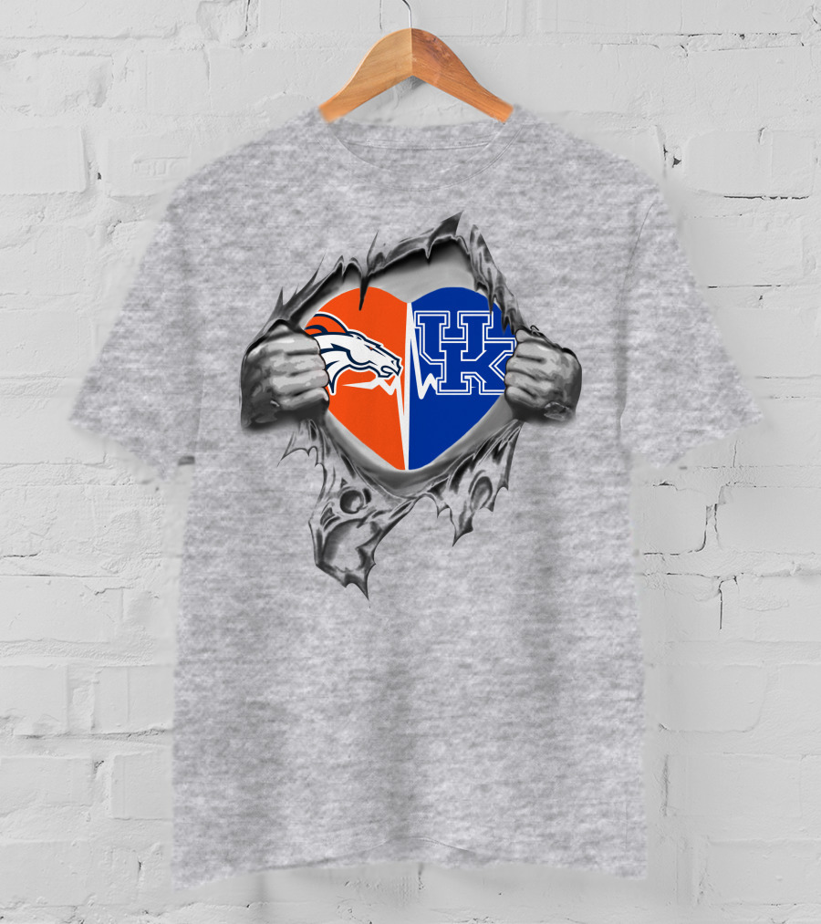 Broncos Kentucky Heart Logo Inside Torn Chest T-Shirt
