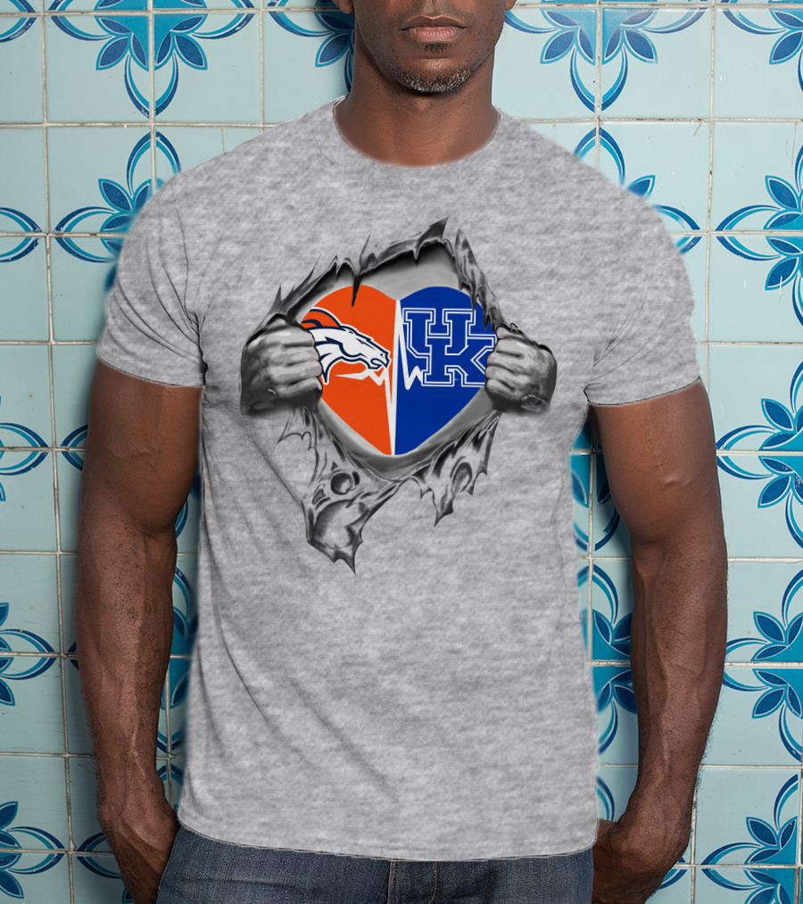 Broncos Kentucky Heart Logo Inside Torn Chest T-Shirt