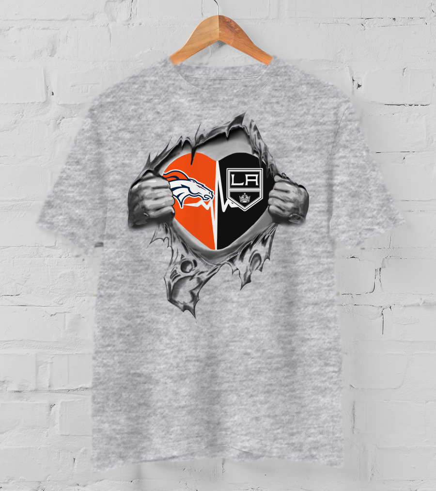 Broncos LA Kings Heart Tearing T-Shirt