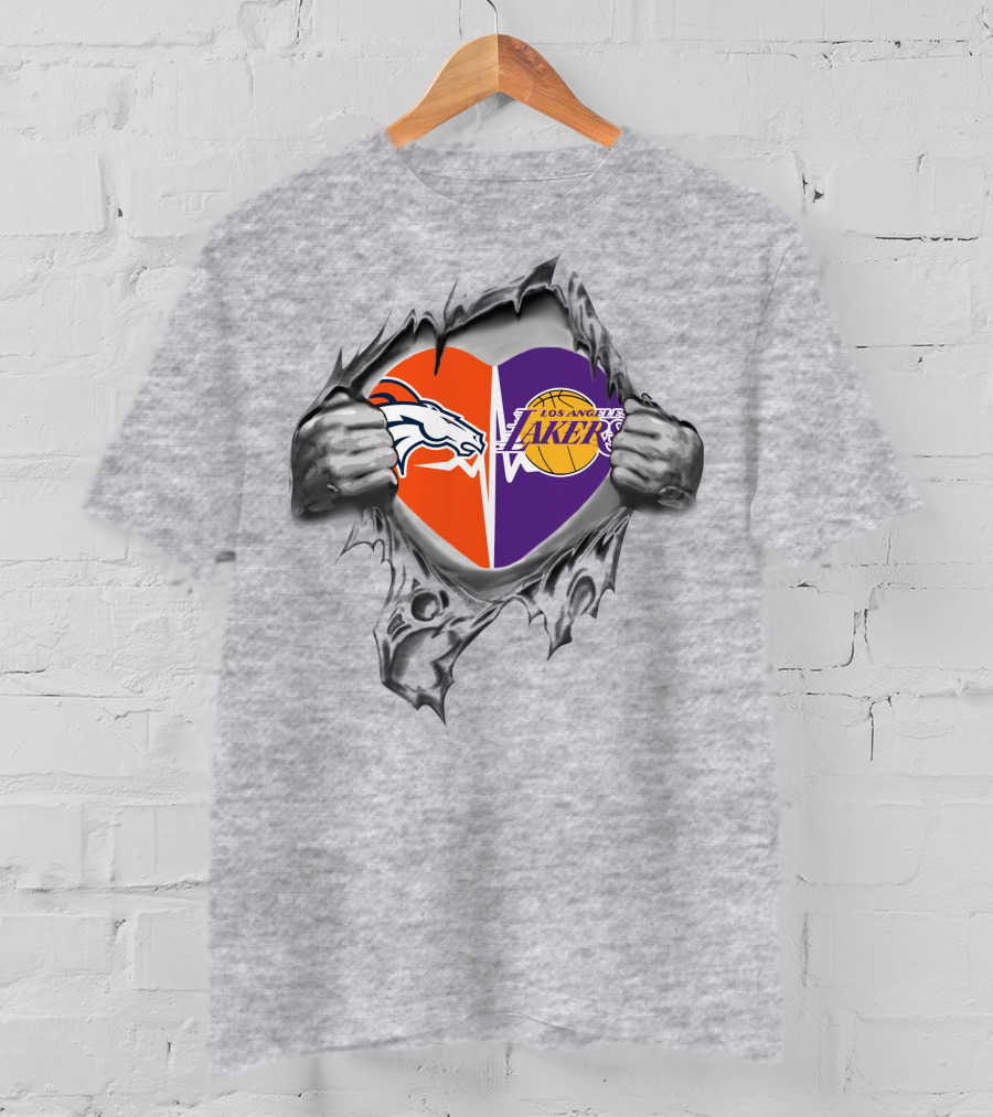 Broncos Lakers Heart Tearing T-Shirt