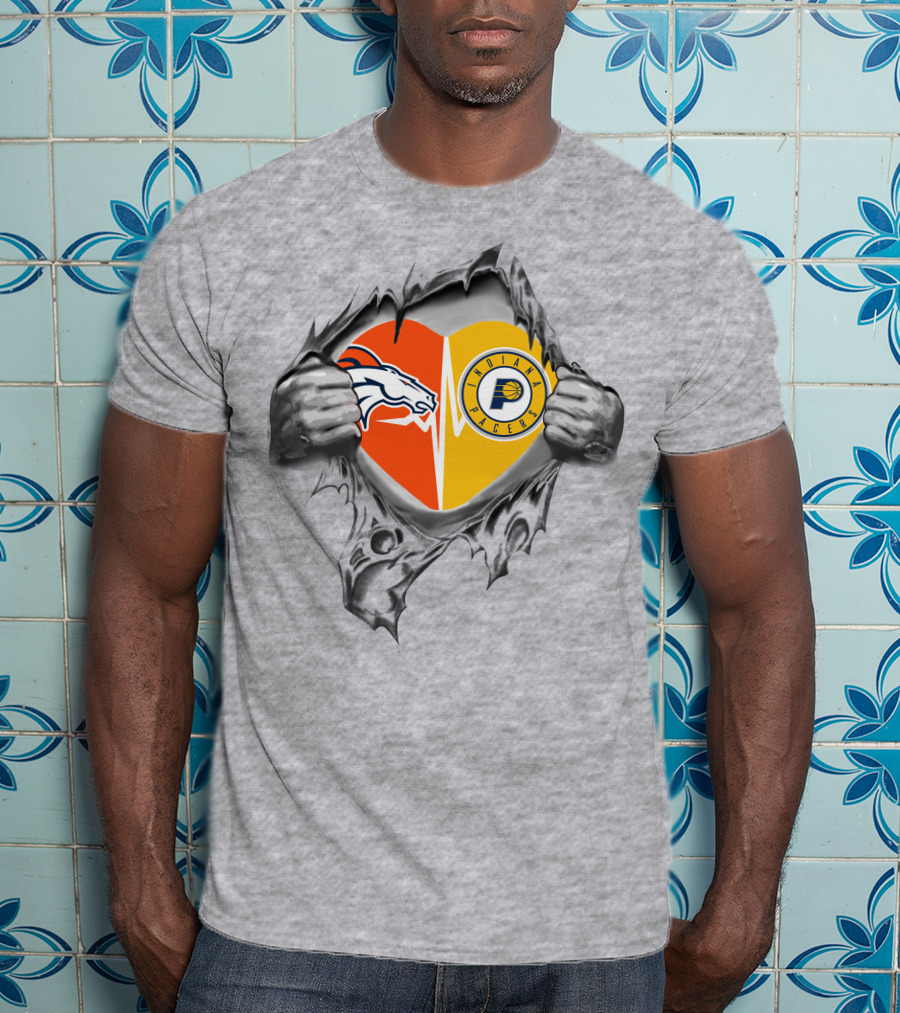 Broncos Pacers Heart Logo Mashup T-Shirt
