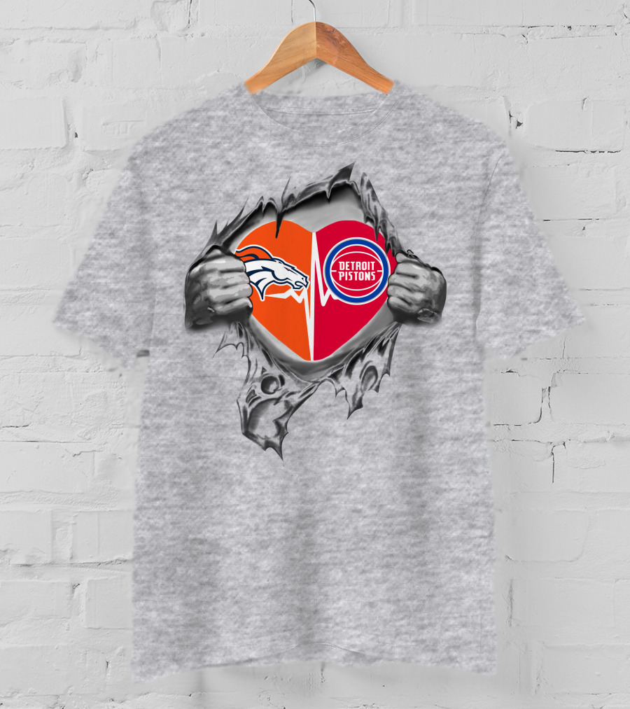 Broncos Pistons Heartbeat Passion Unveiled T-Shirt