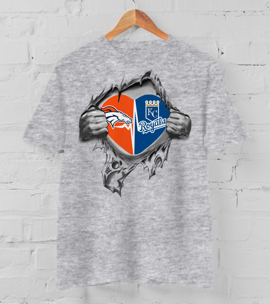Broncos Royals Heartbeat Dual Team Passion T-Shirt