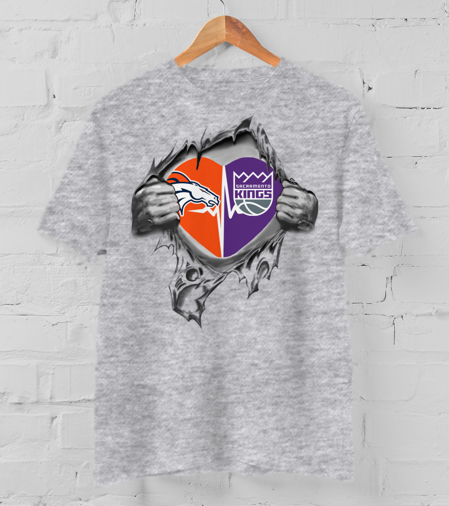 Broncos Sacramento Kings Heart T-Shirt