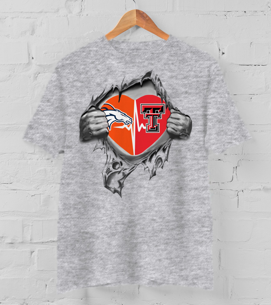 Broncos Texas Tech Heartbeat Fans United T-Shirt