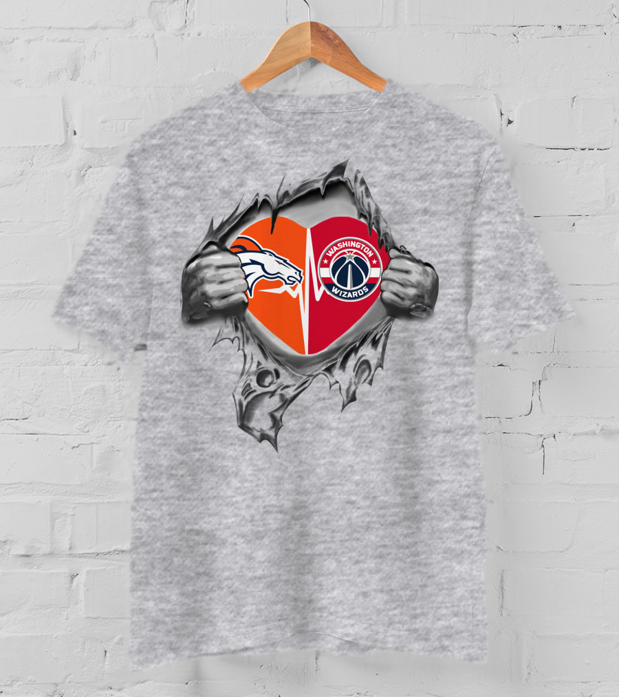 Denver Broncos Washington Wizards Heart T-Shirt