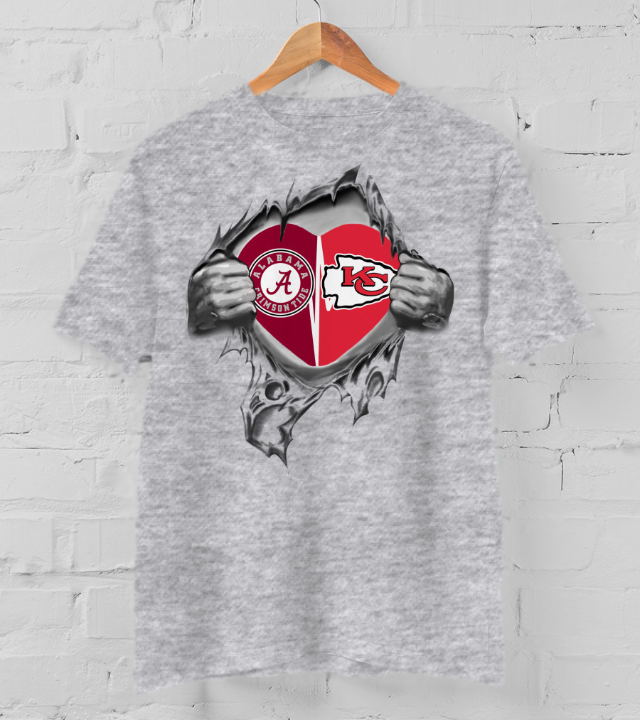 Alabama Crimson Tide And Kansas City Chiefs Heart T-Shirt