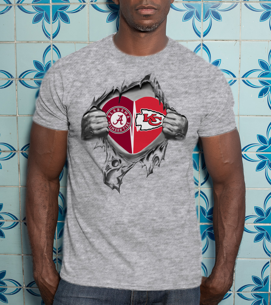 Alabama Crimson Tide And Kansas City Chiefs Heart T-Shirt