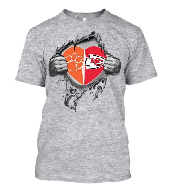 Chiefs Kansas City Clemson Tigers Heart Logo Fans T-Shirt