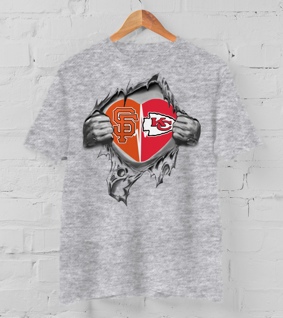 San Francisco Giants Kansas City Chiefs Heart Sports Passion T-Shirt