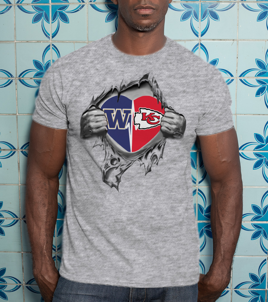 Chiefs KC W Huskies Heart T-Shirt