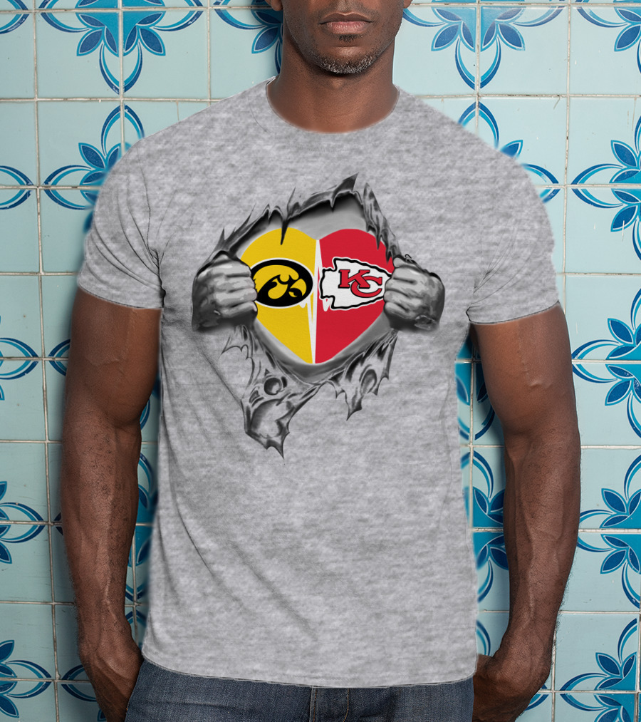 Chiefs Iowa Heart Torn Open KC Hawkeye Love T-Shirt