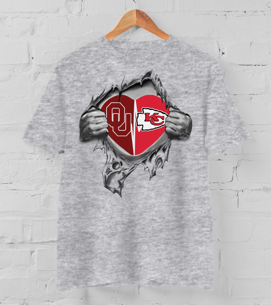 Chiefs Sooners OU KC Heart T-Shirt