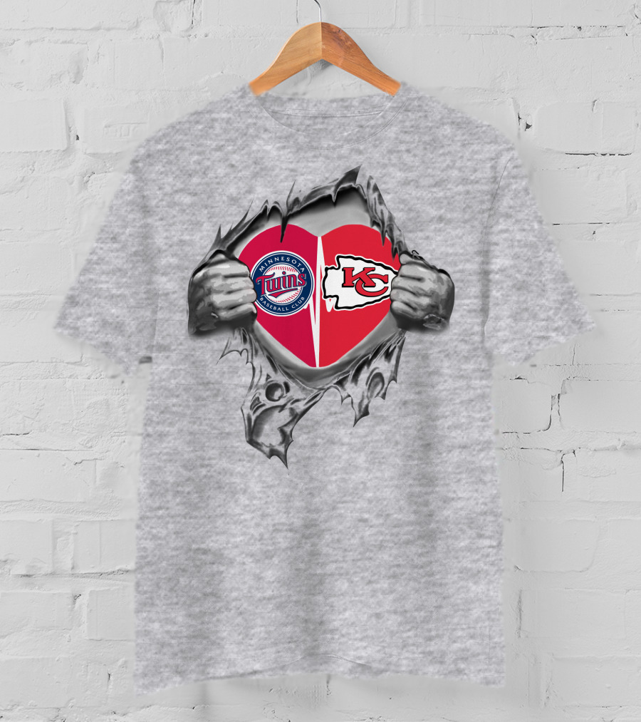 Minnesota Twins Kansas City Chiefs Heart T-Shirt