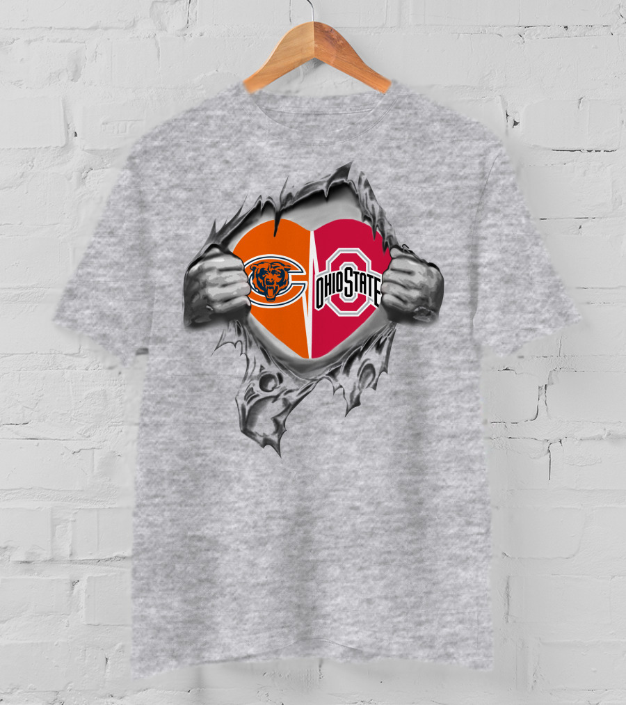 Chicago Bears Ohio State Buckeyes Heart Rip T-Shirt