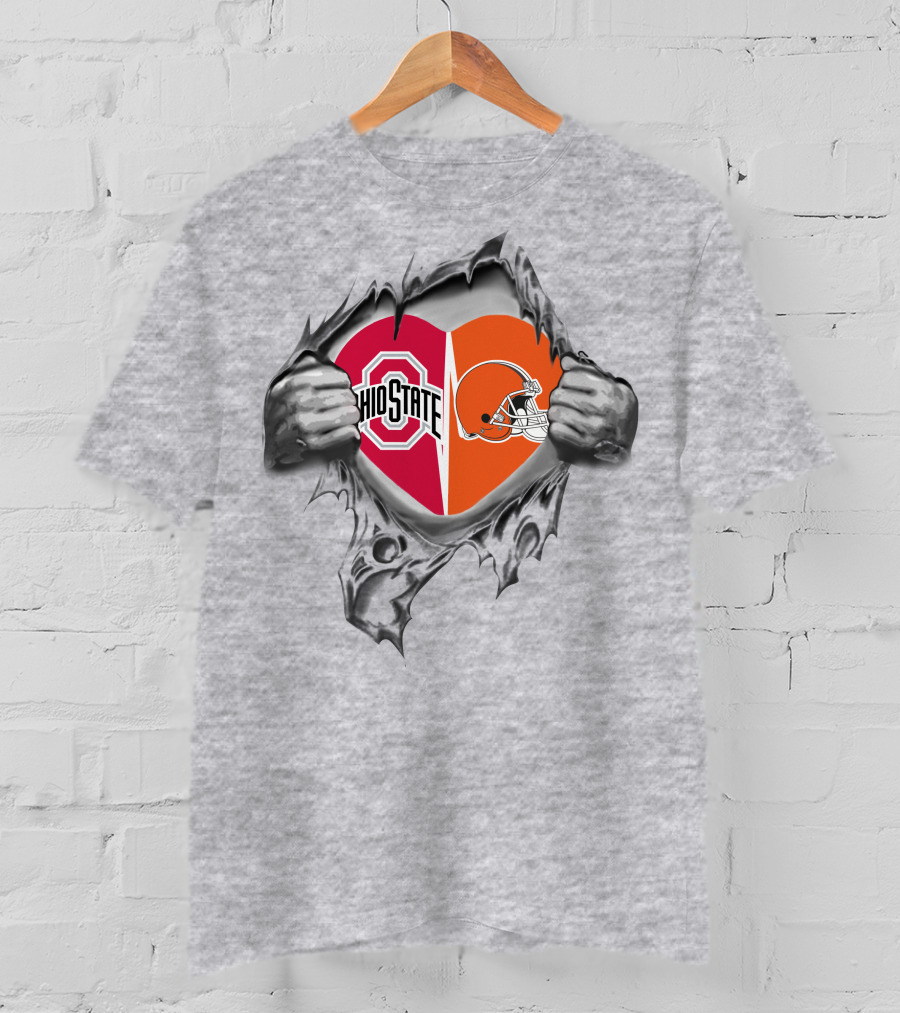 Ohio State Browns Heart Logo Fusion T-Shirt