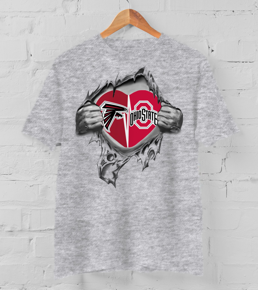 Falcons Ohio State Heart Logo Peeling T-Shirt
