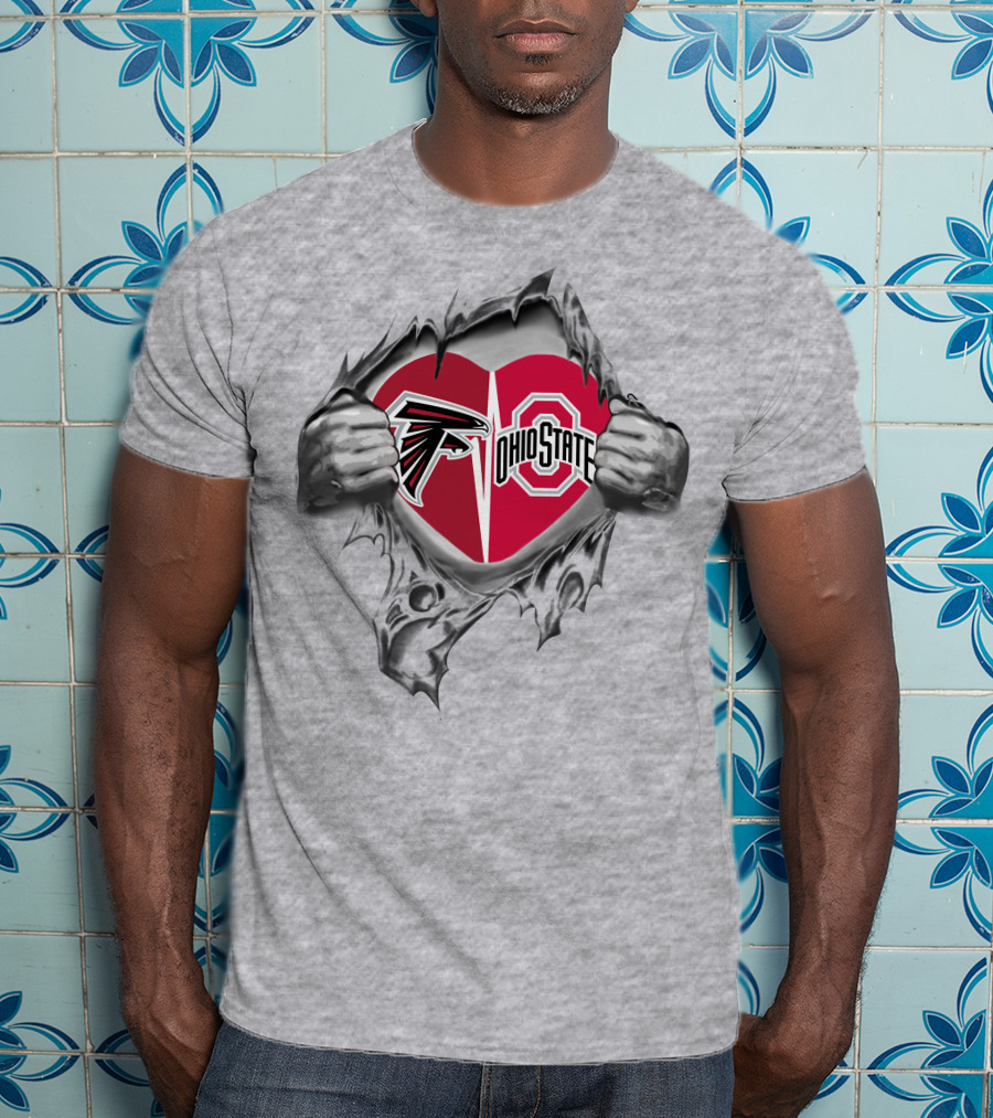 Falcons Ohio State Heart Logo Peeling T-Shirt